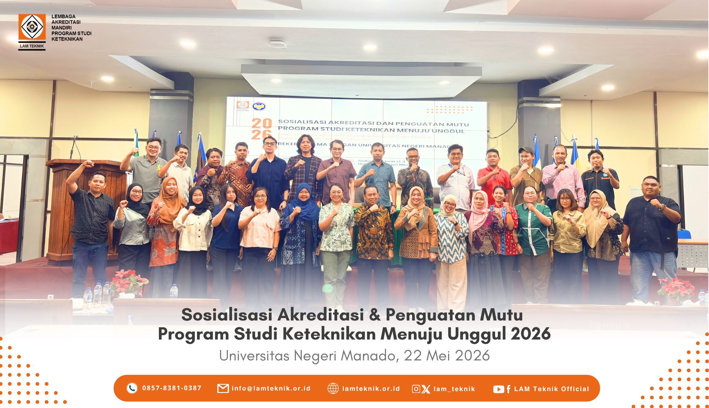 Pelaksanaan Sosialisasi Akreditasi dan Penguatan Mutu Program Studi Keteknikan Menuju Unggul tahun 2026 di 14 Kota Seluruh Indonesia