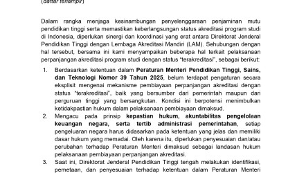 Kebijakan Perpanjangan Sementara Akreditasi